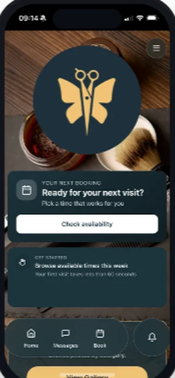 Barbershop app with next-booking prompt