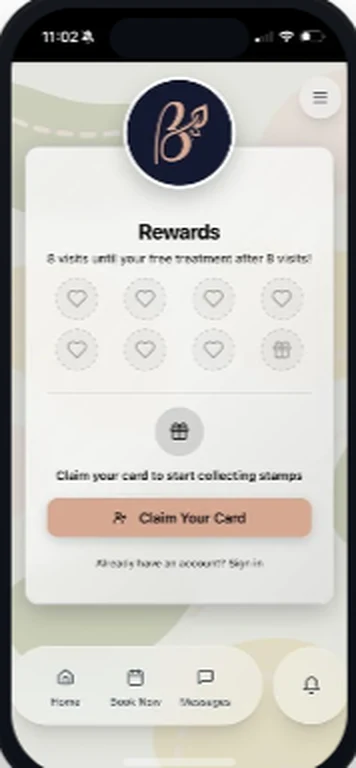Salon app with a digital rewards stamp card